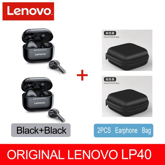 NEW Original Lenovo LP40 TWS Wireless Earphone Bluetooth5.0 Dual Stereo Noise Reduction Bass Touch Control Long Standby Earbuds