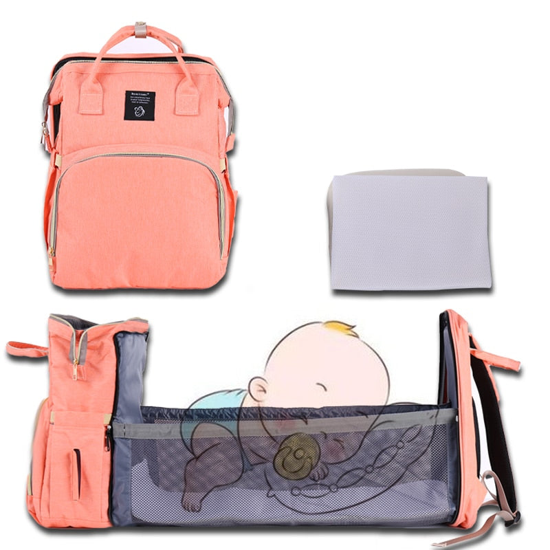 Baby Diaper Bag Bed Backpack For Mom Maternity Bag For Stroller Nappy Bag Large Capacity Nursing Bag for Baby Care Upgrade Hooks