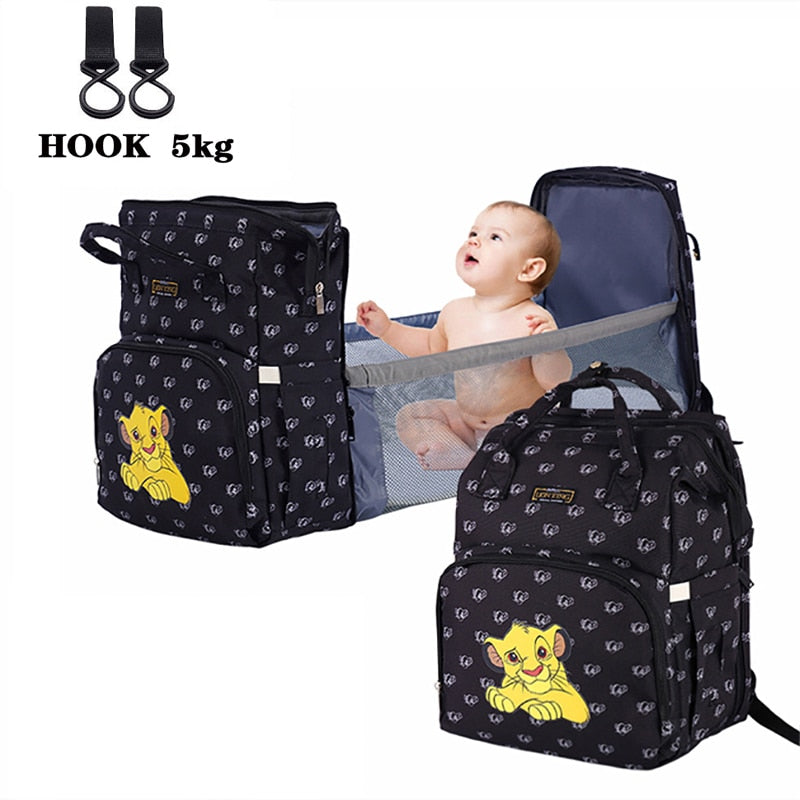 Baby Diaper Bag Bed Backpack For Mom Maternity Bag For Stroller Nappy Bag Large Capacity Nursing Bag for Baby Care Upgrade Hooks