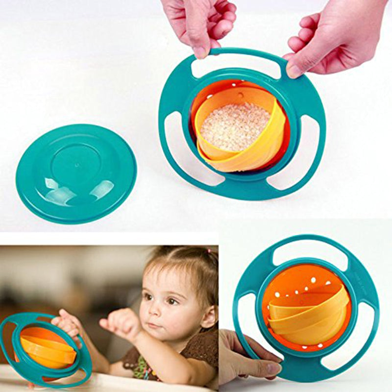 Hot Sale Design Universal Gyro Bowl Dishes Anti Spill Bowl Smooth 360 Degrees Rotation Gyroscopic Bowl For Baby Kids