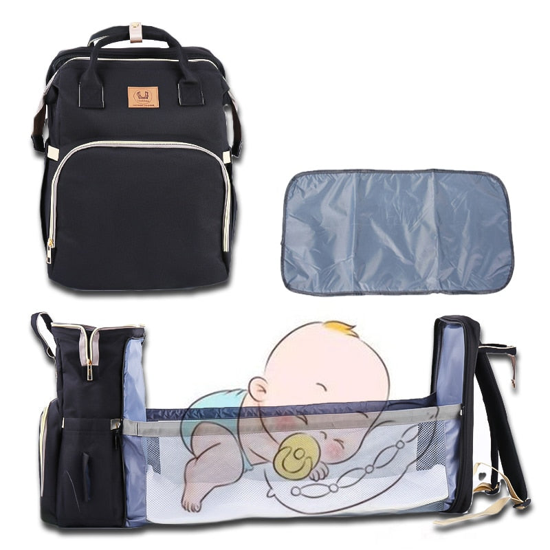 Baby Diaper Bag Bed Backpack For Mom Maternity Bag For Stroller Nappy Bag Large Capacity Nursing Bag for Baby Care Upgrade Hooks