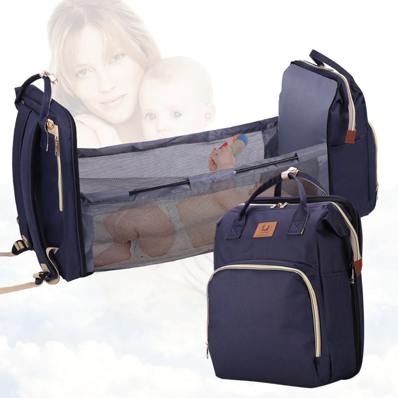 Baby Diaper Bag Bed Backpack For Mom Maternity Bag For Stroller Nappy Bag Large Capacity Nursing Bag for Baby Care Upgrade Hooks