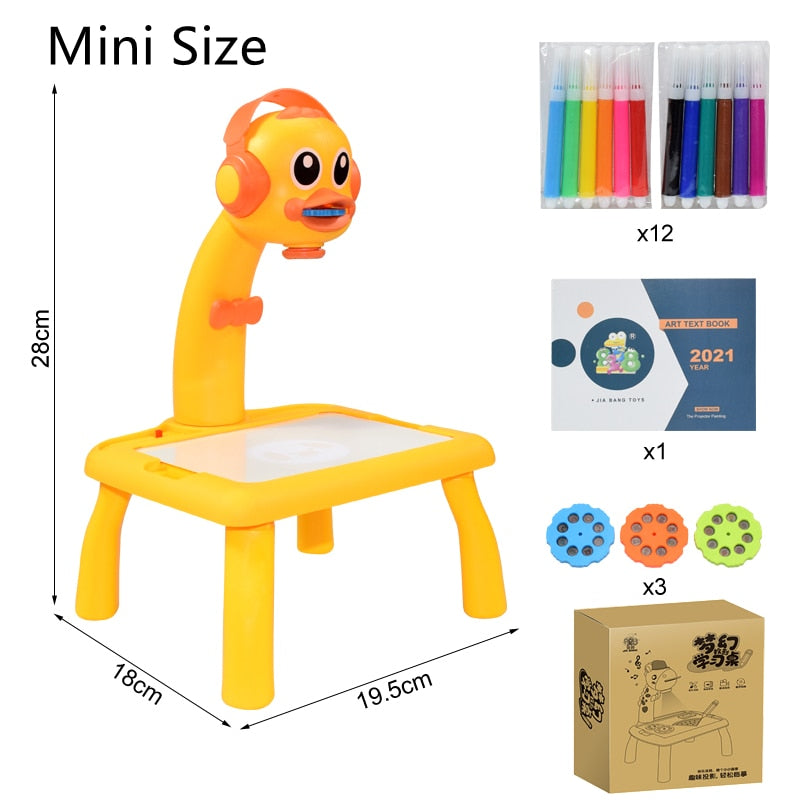 Kids Mini Led Art Drawing Table Toy Set with Box Projector