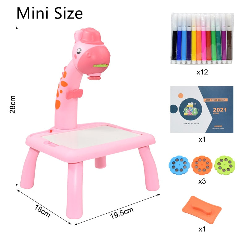 Kids Mini Led Art Drawing Table Toy Set with Box Projector Painting for Kid Small Drawing Board Desk Educational Toys Gifts