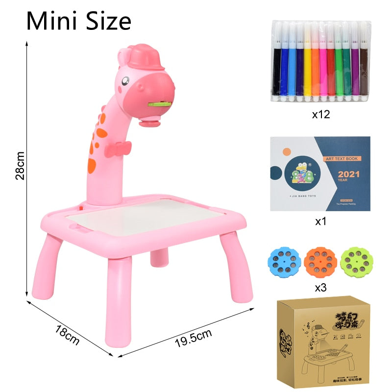 Kids Mini Led Art Drawing Table Toy Set with Box Projector Painting for Kid Small Drawing Board Desk Educational Toys Gifts