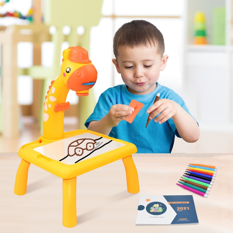 Kids Mini Led Art Drawing Table Toy Set with Box Projector Painting for Kid Small Drawing Board Desk Educational Toys Gifts